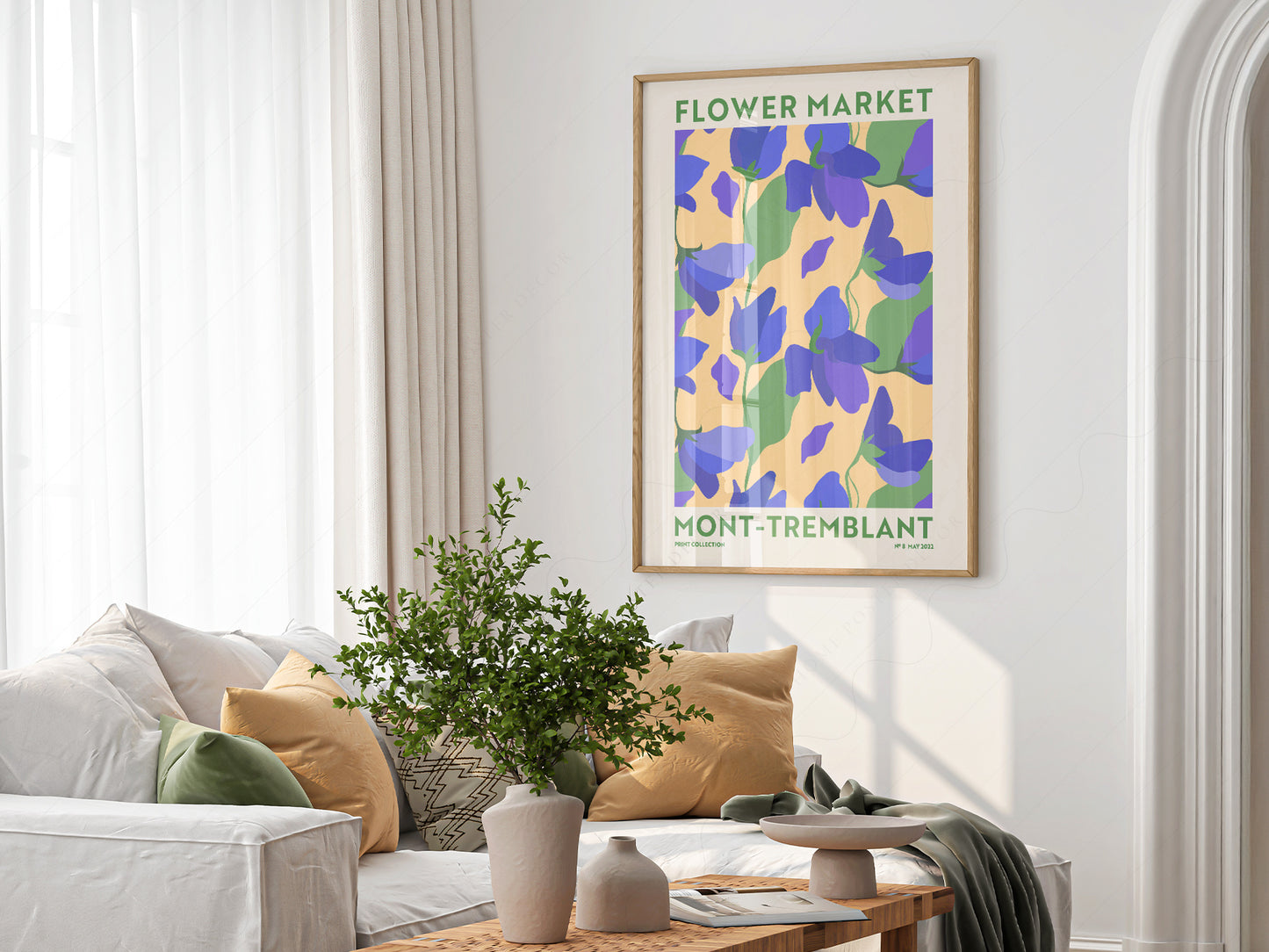 Flower Market Mont-Tremblant, Famous City Poster, Travel Gift Idea, Floral Wall Art