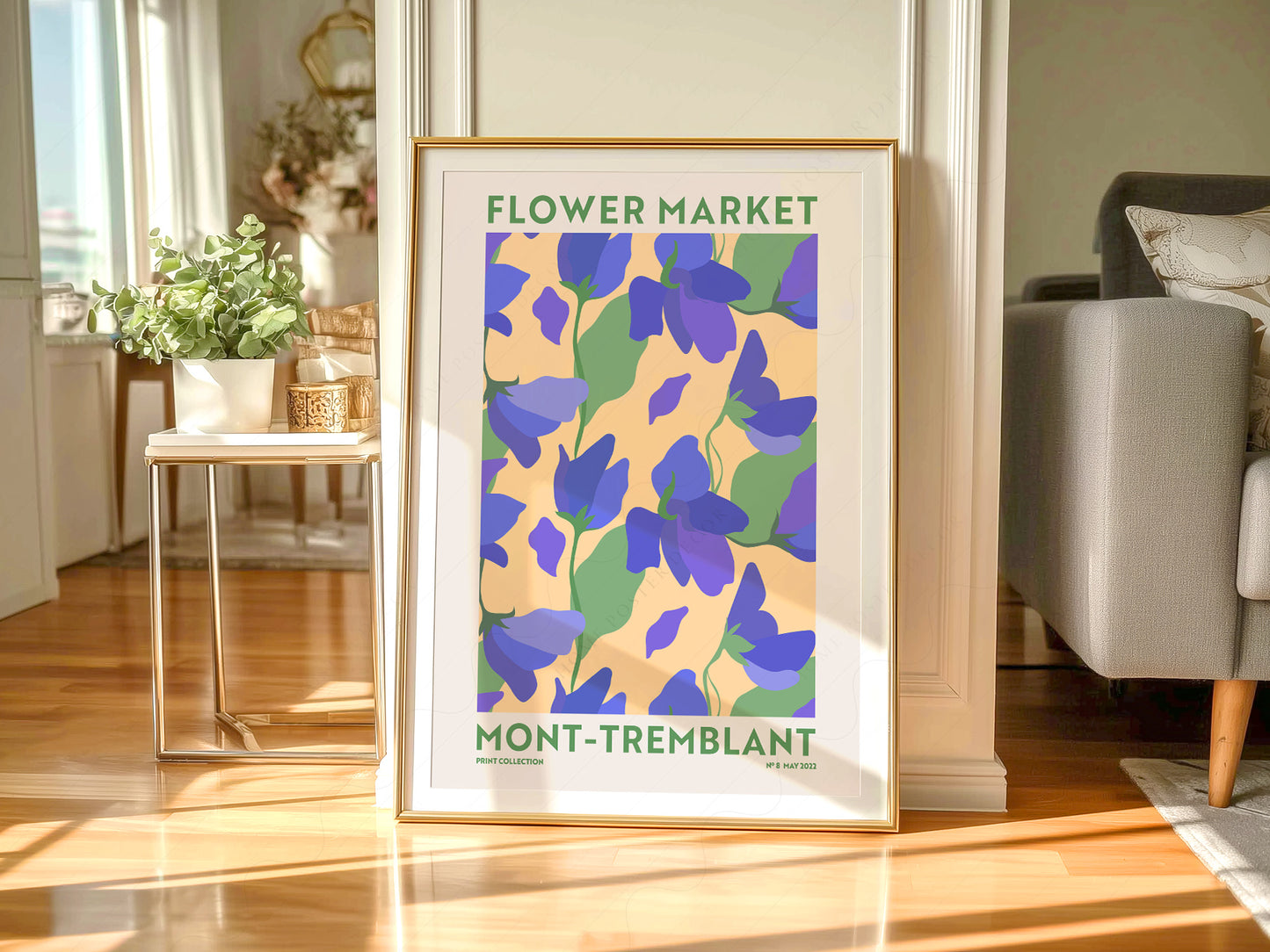 Flower Market Mont-Tremblant, Famous City Poster, Travel Gift Idea, Floral Wall Art