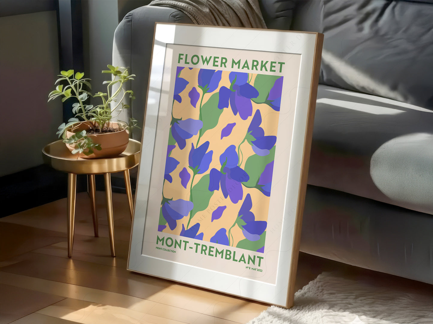 Flower Market Mont-Tremblant, Famous City Poster, Travel Gift Idea, Floral Wall Art