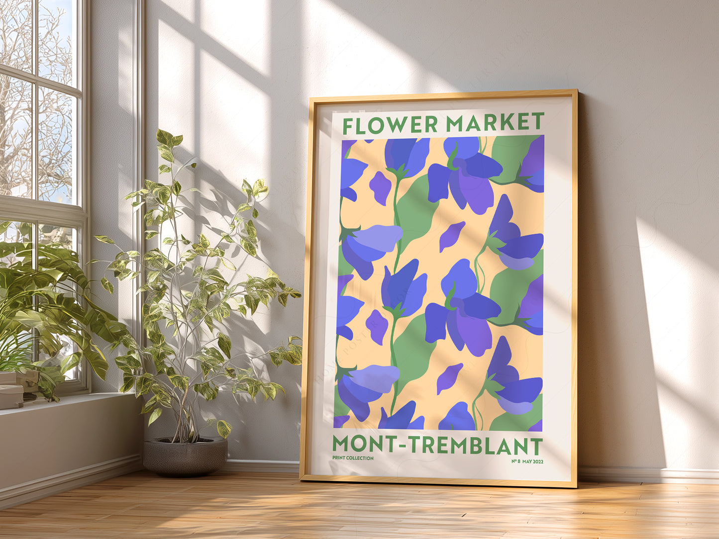 Flower Market Mont-Tremblant, Famous City Poster, Travel Gift Idea, Floral Wall Art