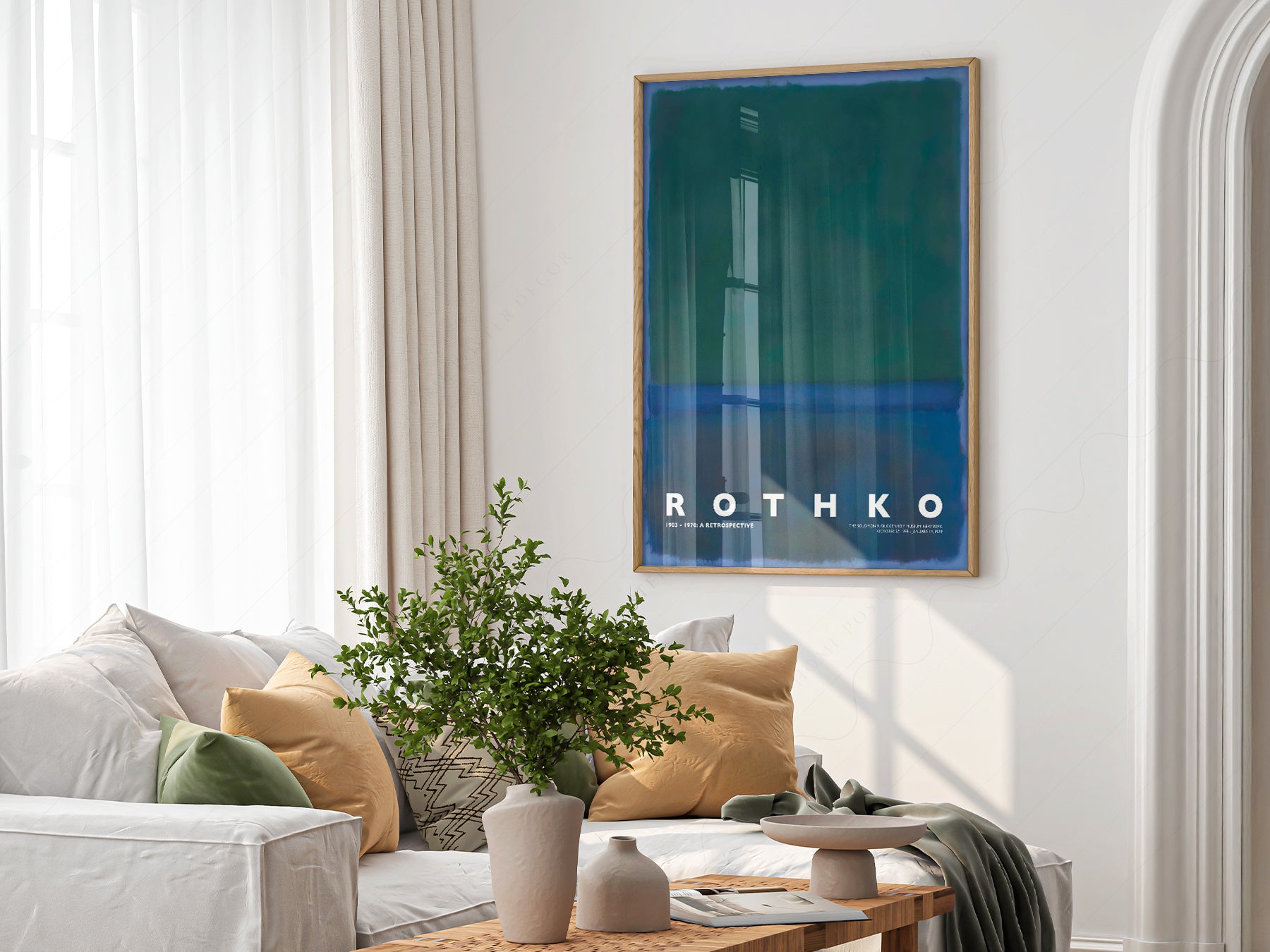 Mark Rothko art print as wall decor in a minimalist home office