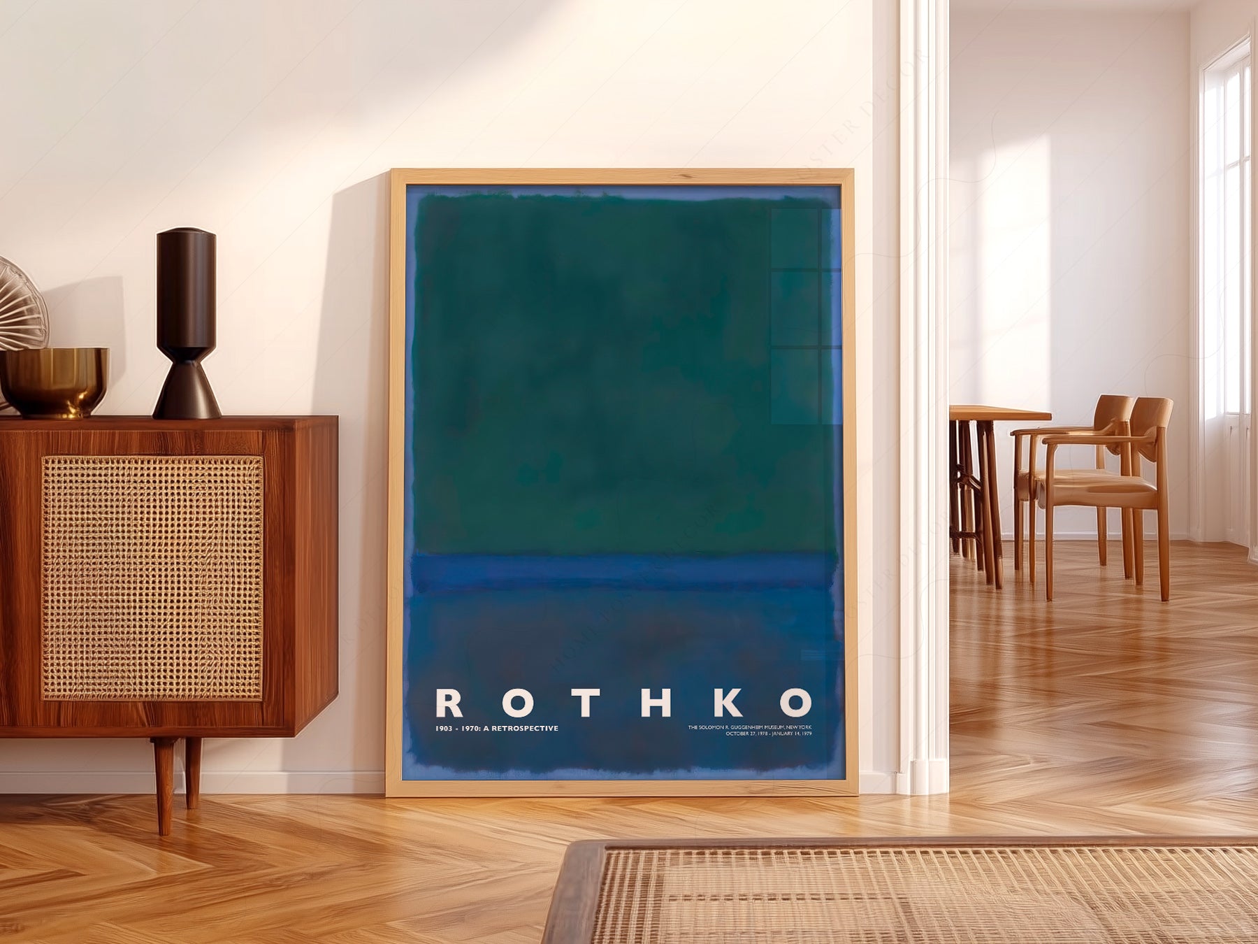 Multiple size options for Mark Rothko Untitled Green Blue wall art print display