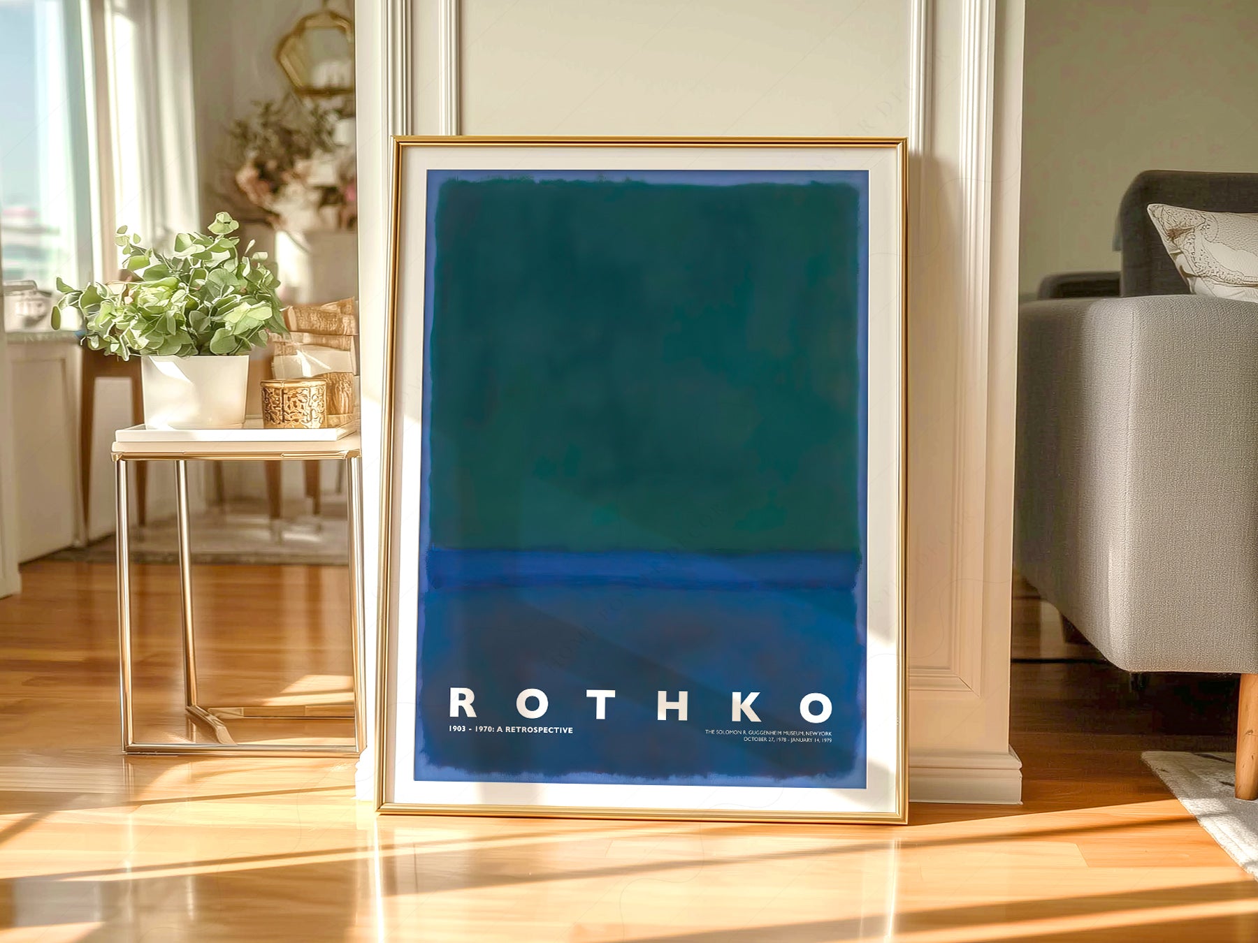 Mark Rothko art print styled in a Scandinavian bedroom