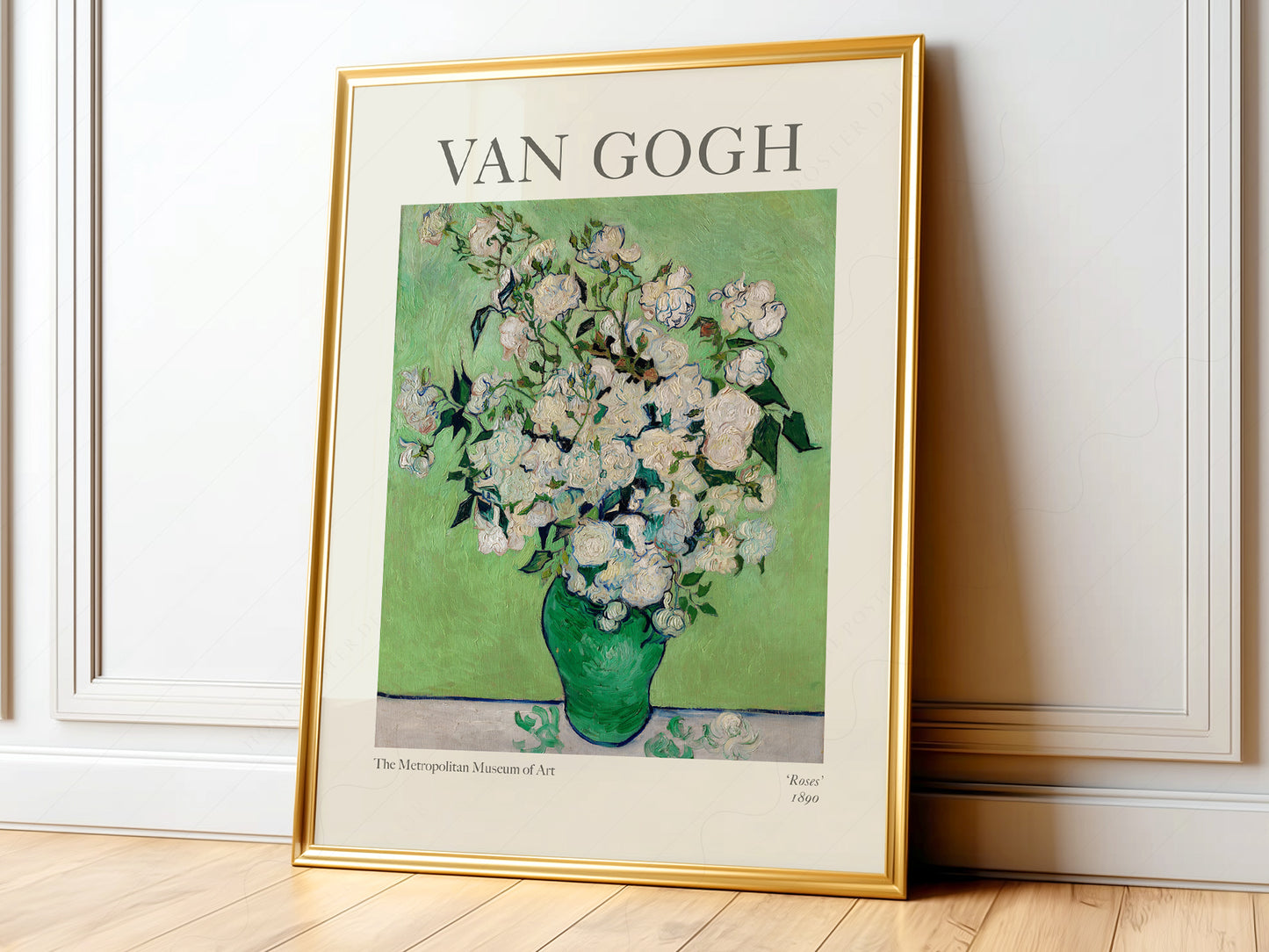 Van Gogh Poster, Roses in a Green Vase