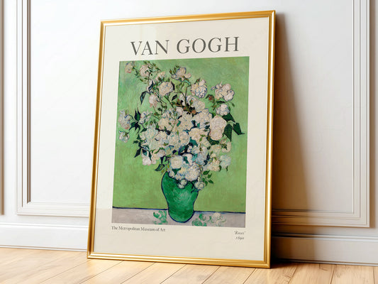 Van Gogh Poster, Roses in a Green Vase