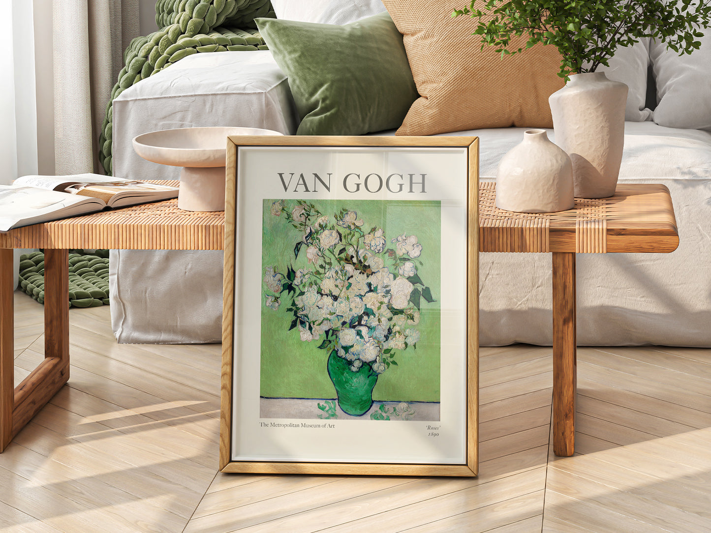 Van Gogh Poster, Roses in a Green Vase
