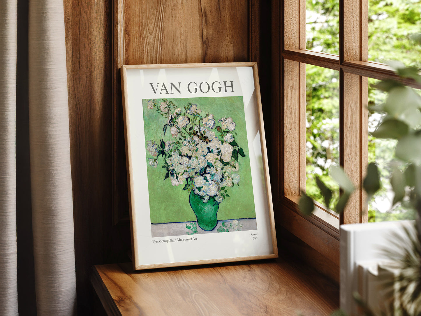 Van Gogh Poster, Roses in a Green Vase