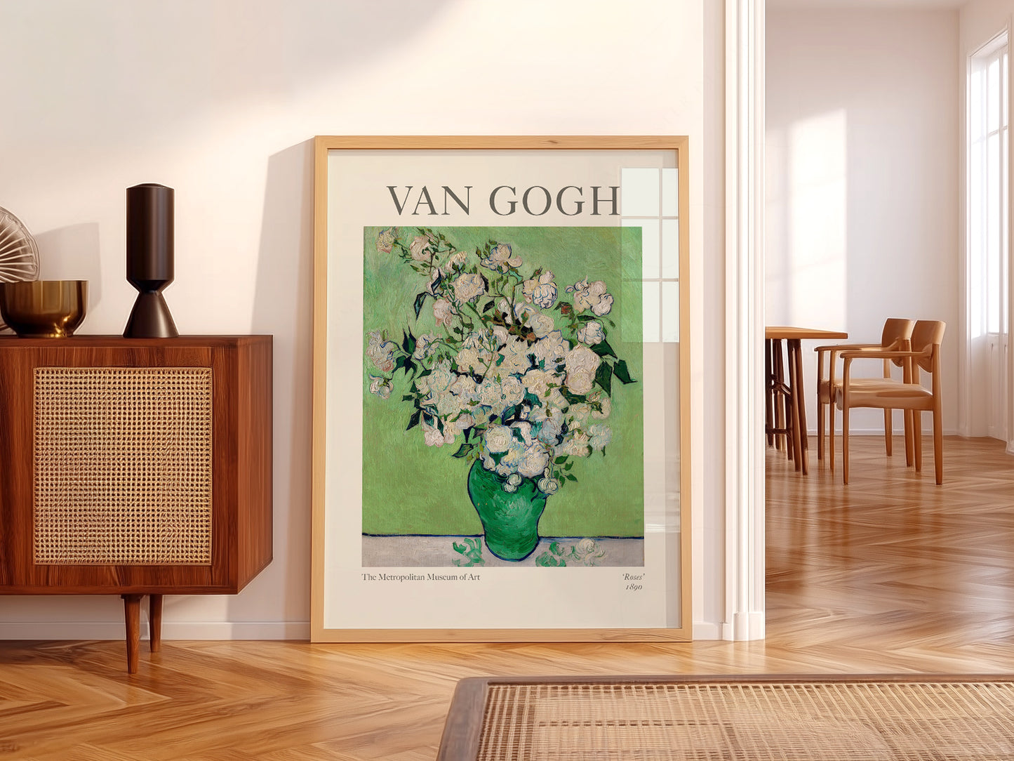 Van Gogh Poster, Roses in a Green Vase
