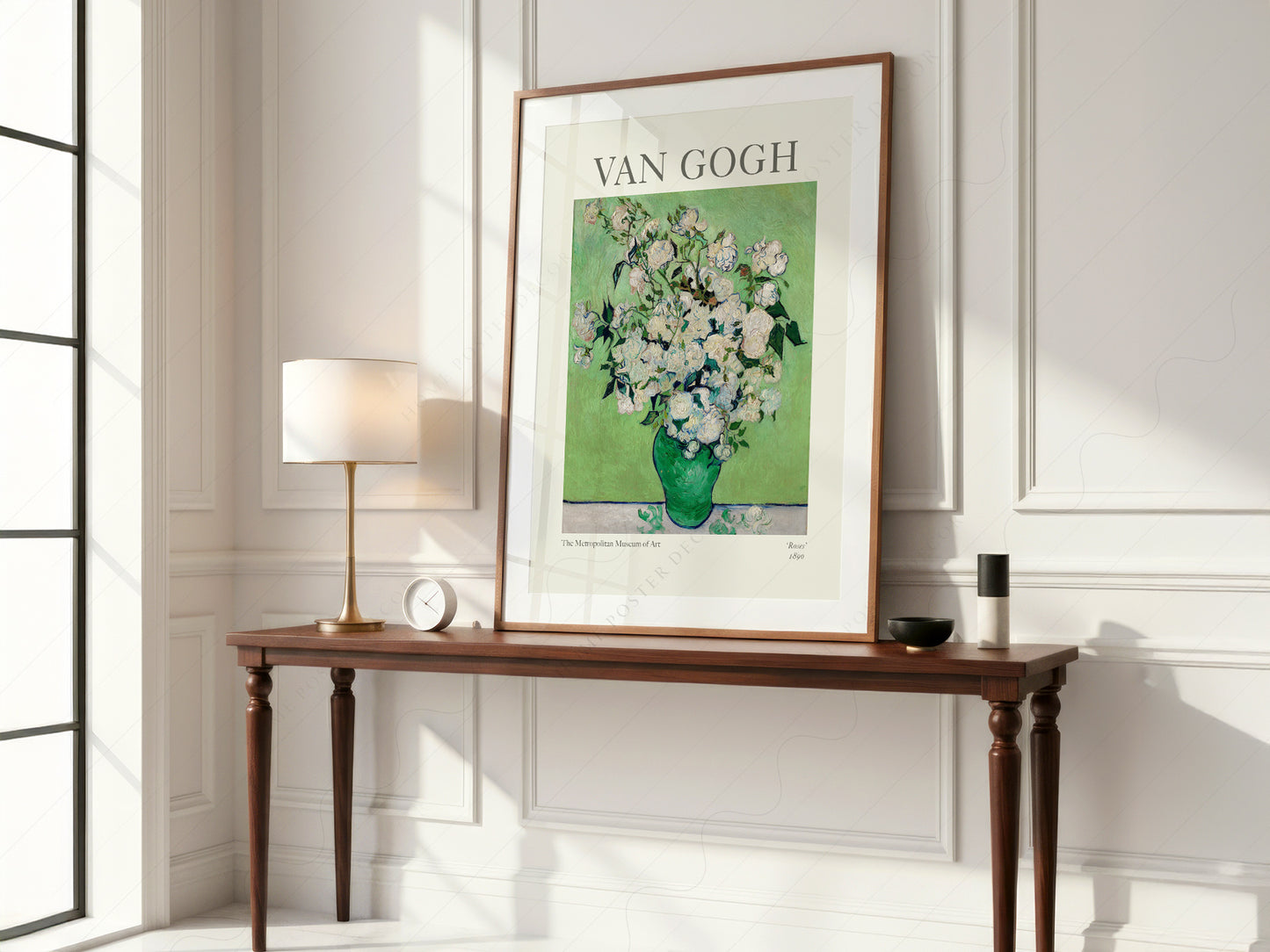 Van Gogh Poster, Roses in a Green Vase