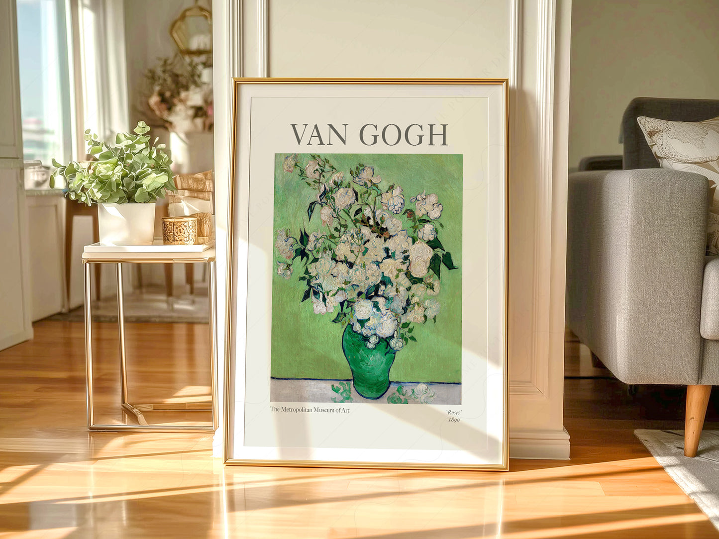 Van Gogh Poster, Roses in a Green Vase