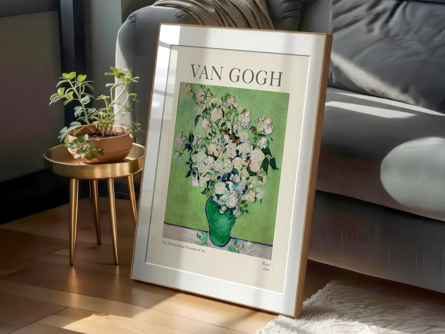 Van Gogh Poster, Roses in a Green Vase