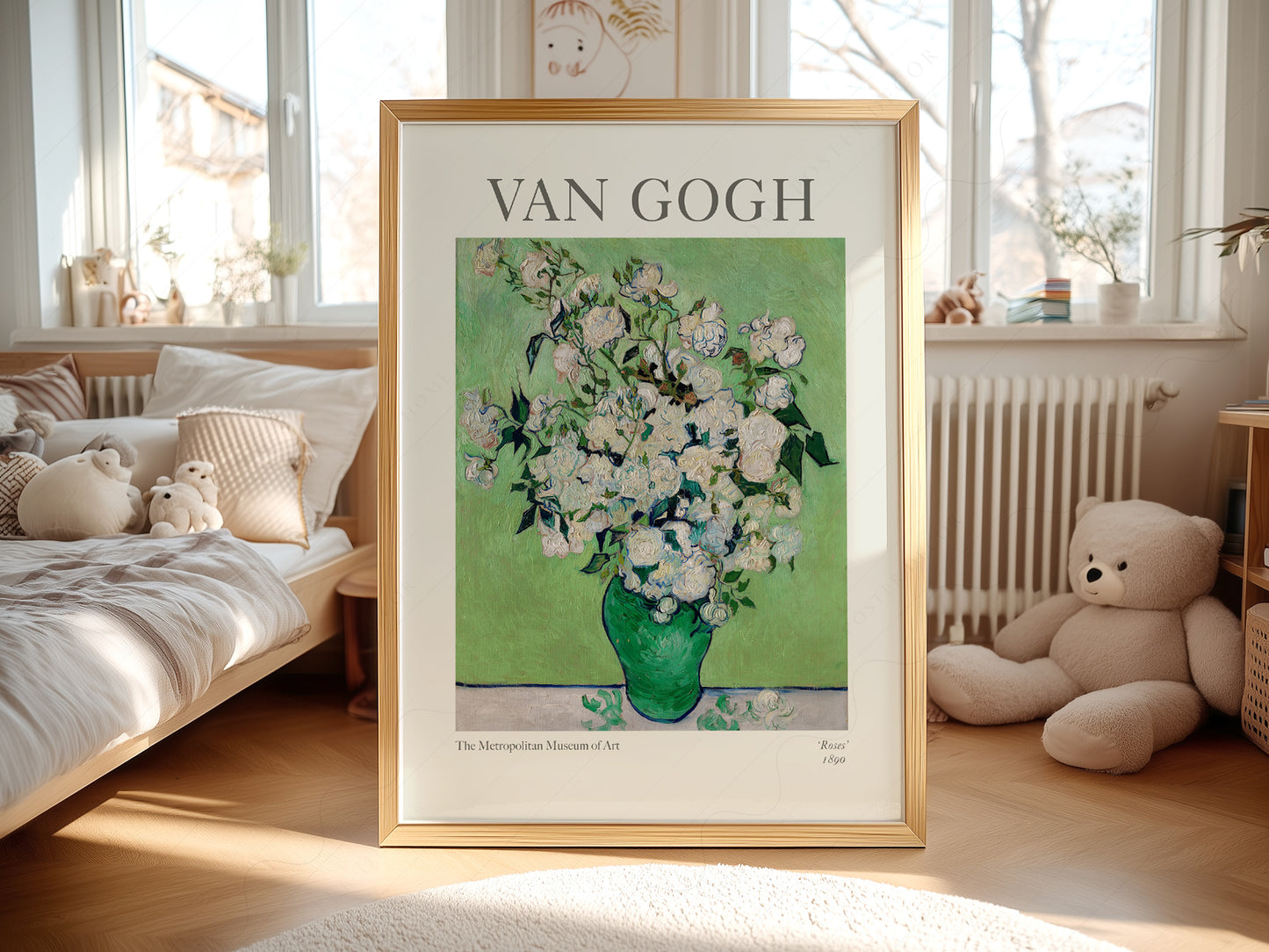 Van Gogh Poster, Roses in a Green Vase