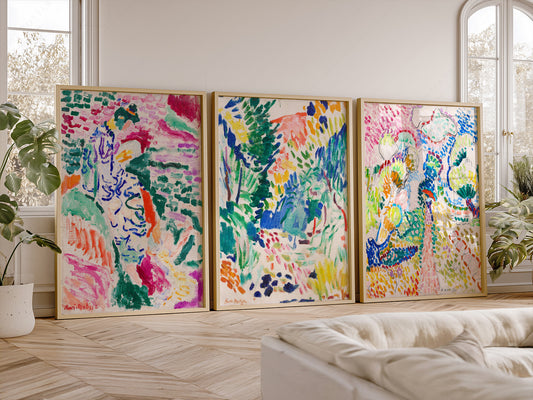 Henri Matisse Gallery Wall, Set of 3 Prints, Japanese Garden, View of Collioure, Oliviers at Collioure