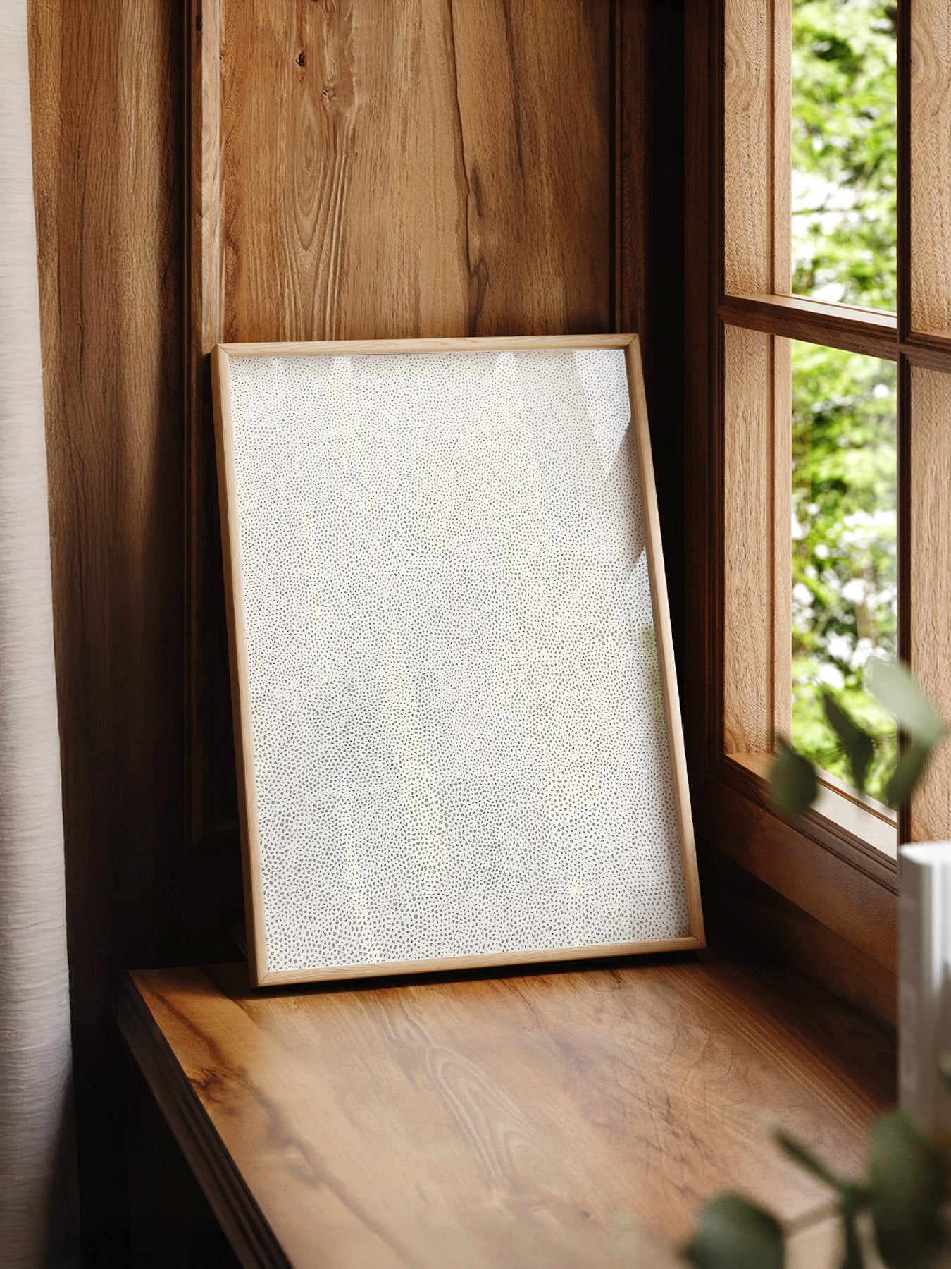 Yayoi Kusama Infinity Net print styled in a mid-century modern dining room