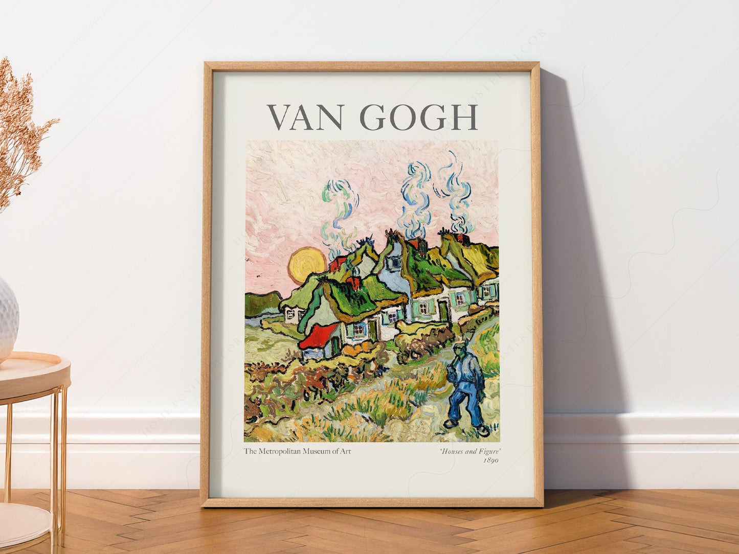 Multiple size options for Vincent Van Gogh Houses and Figure wall art print display