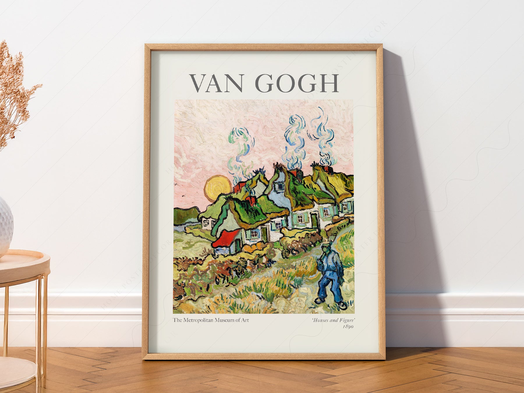 Multiple size options for Vincent Van Gogh Houses and Figure wall art print display