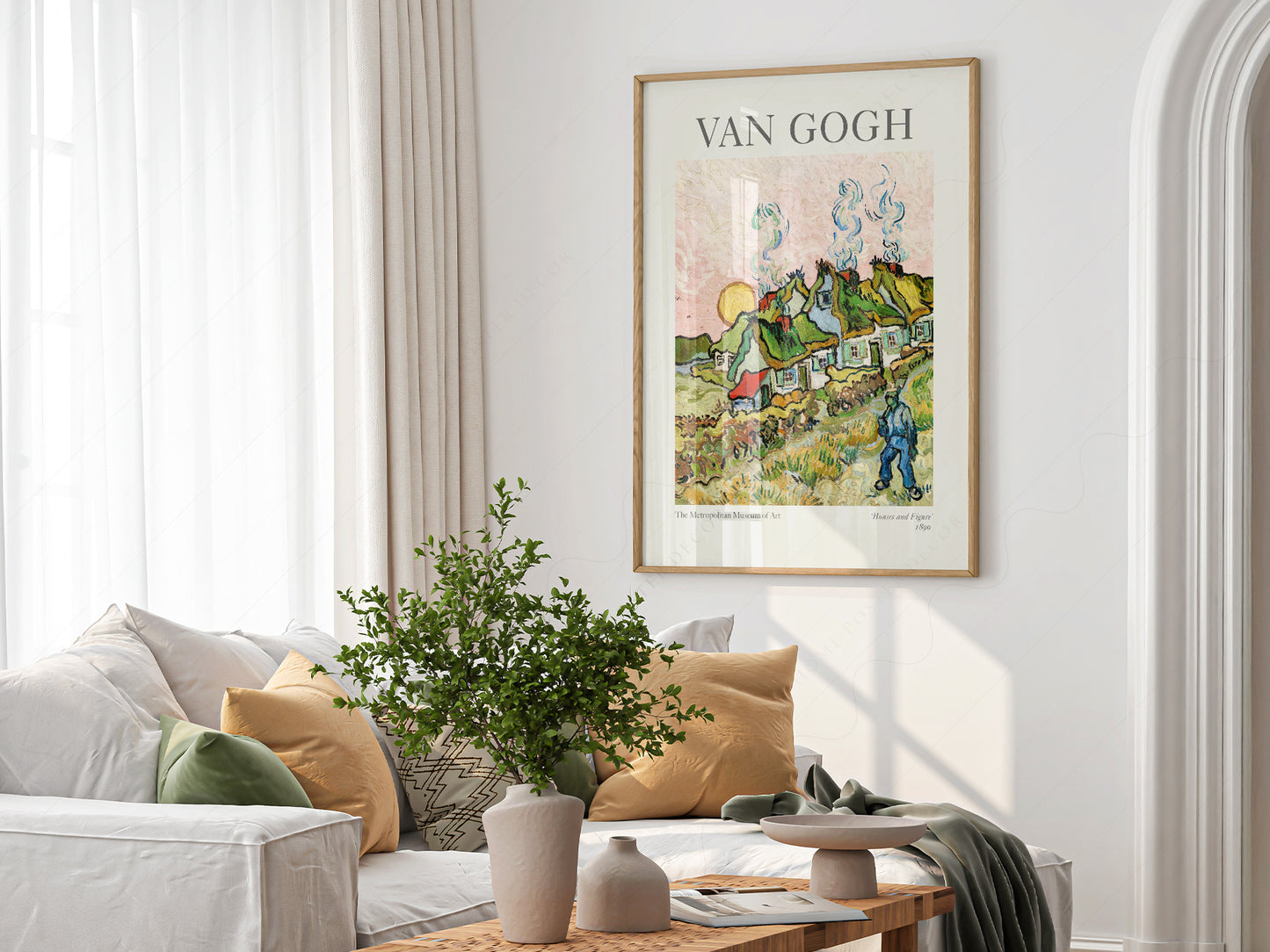 Vincent Van Gogh Houses and Figure print on 100% Cotton Matte Paper – texture detail