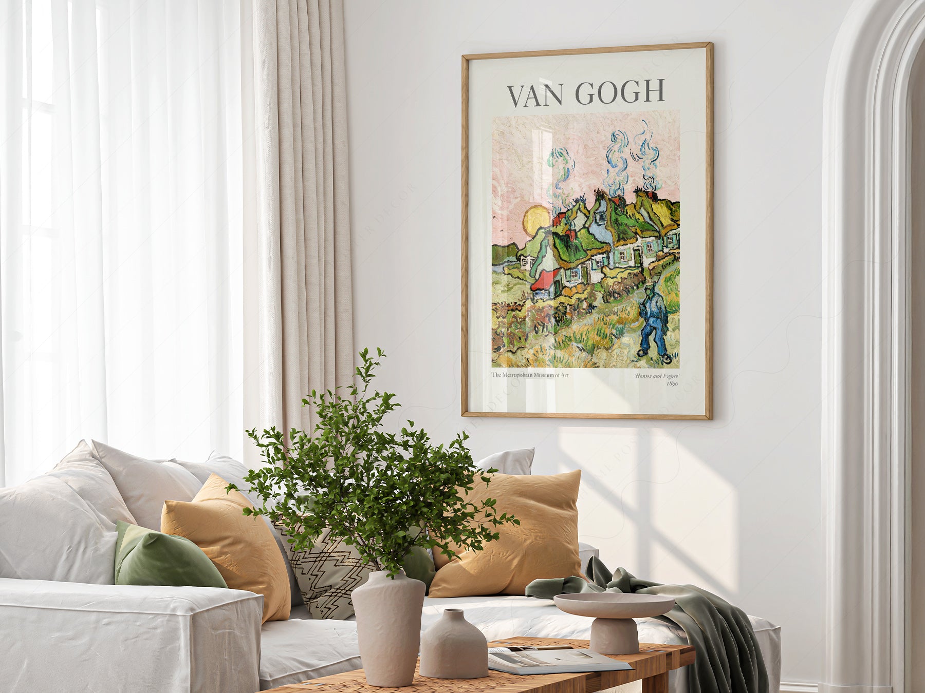 Vincent Van Gogh Houses and Figure print on 100% Cotton Matte Paper – texture detail