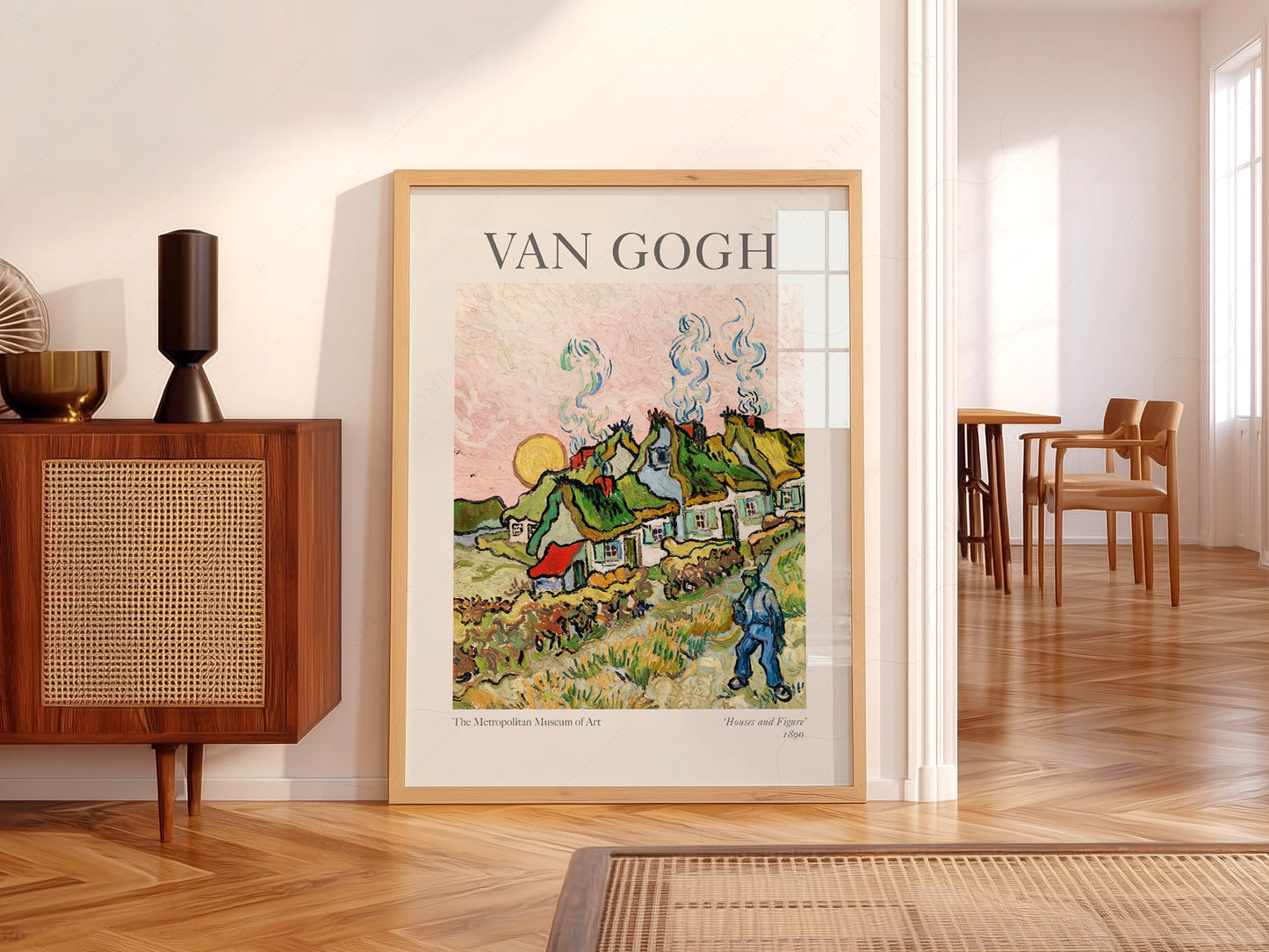 Close-up of Vincent Van Gogh Houses and Figure archival print on Premium Matte Paper