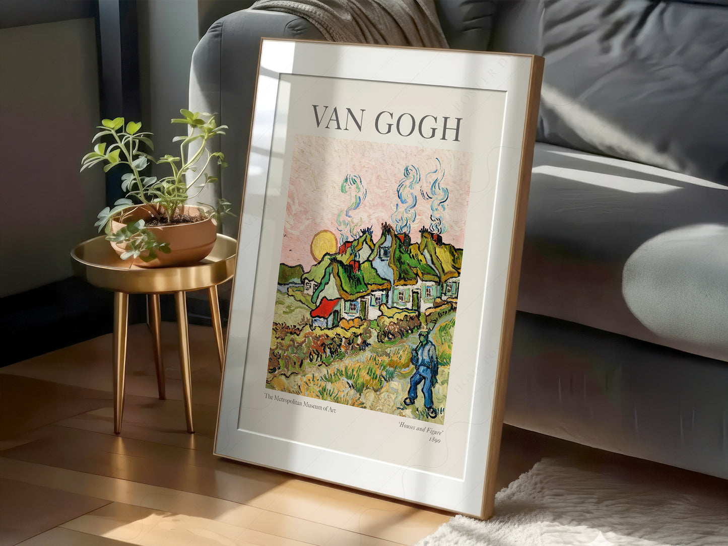 Vincent Van Gogh Houses and Figure as a statement piece in an eclectic gallery wall