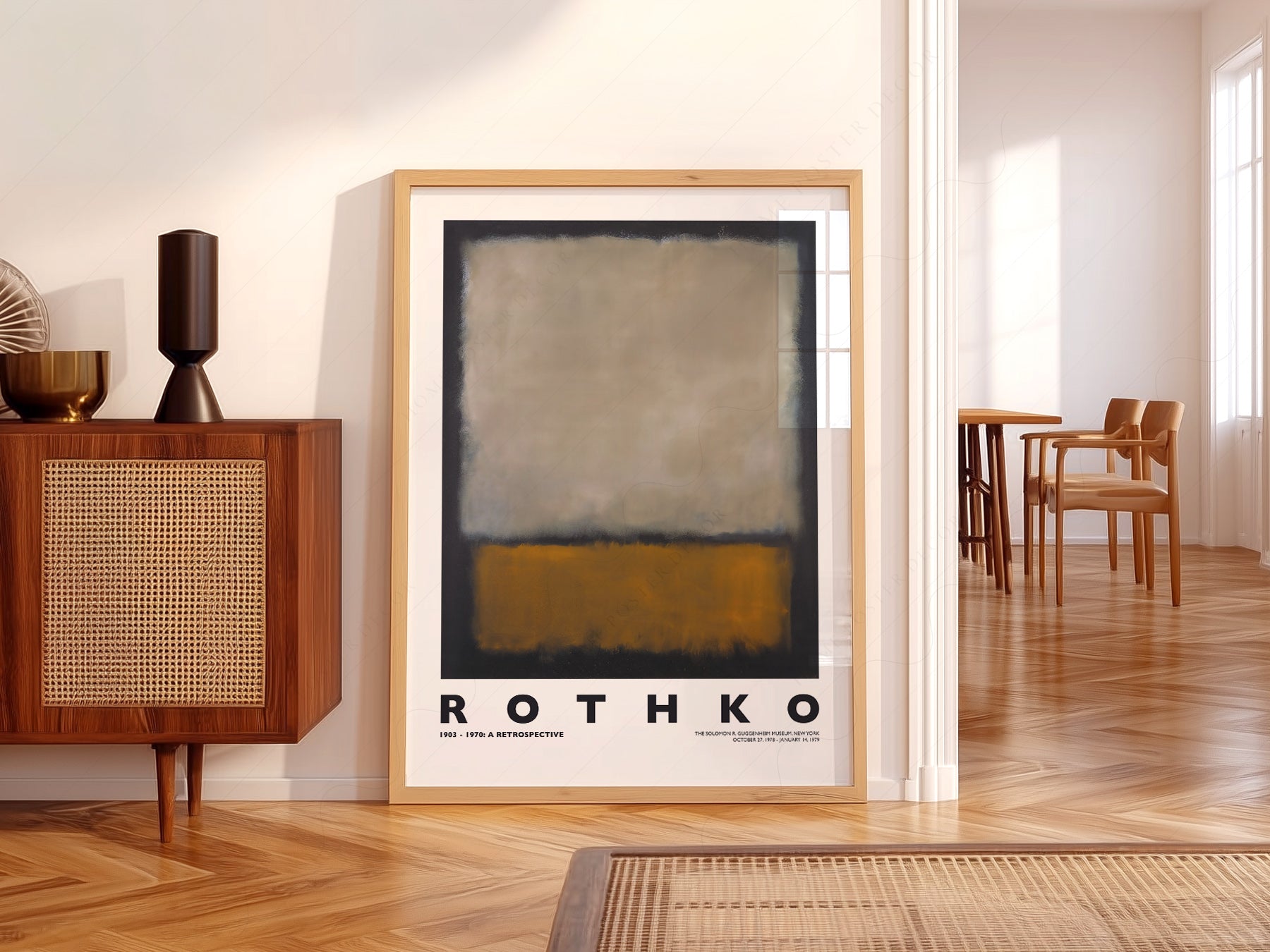 Mark Rothko Untitled Abstract wall art print displayed in a bright modern living room
