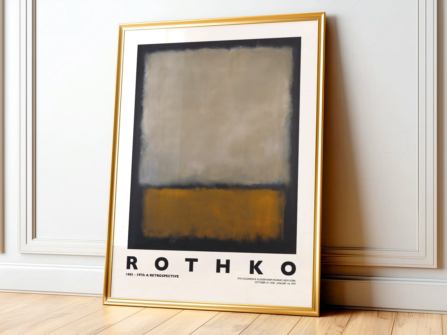 Mark Rothko Untitled abstract art print featuring gray and ochre color field rectangles on dark ground.