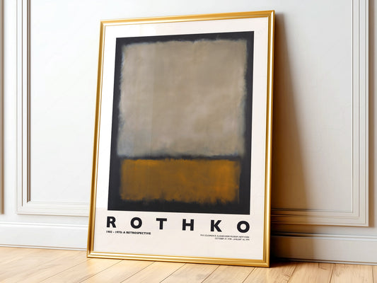 Mark Rothko Untitled abstract art print featuring gray and ochre color field rectangles on dark ground.