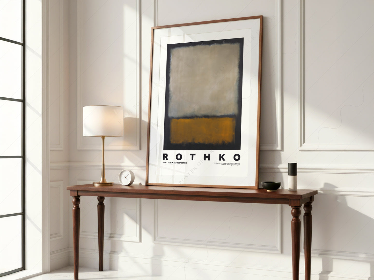 Mark Rothko Untitled Abstract print styled in a mid-century modern dining room