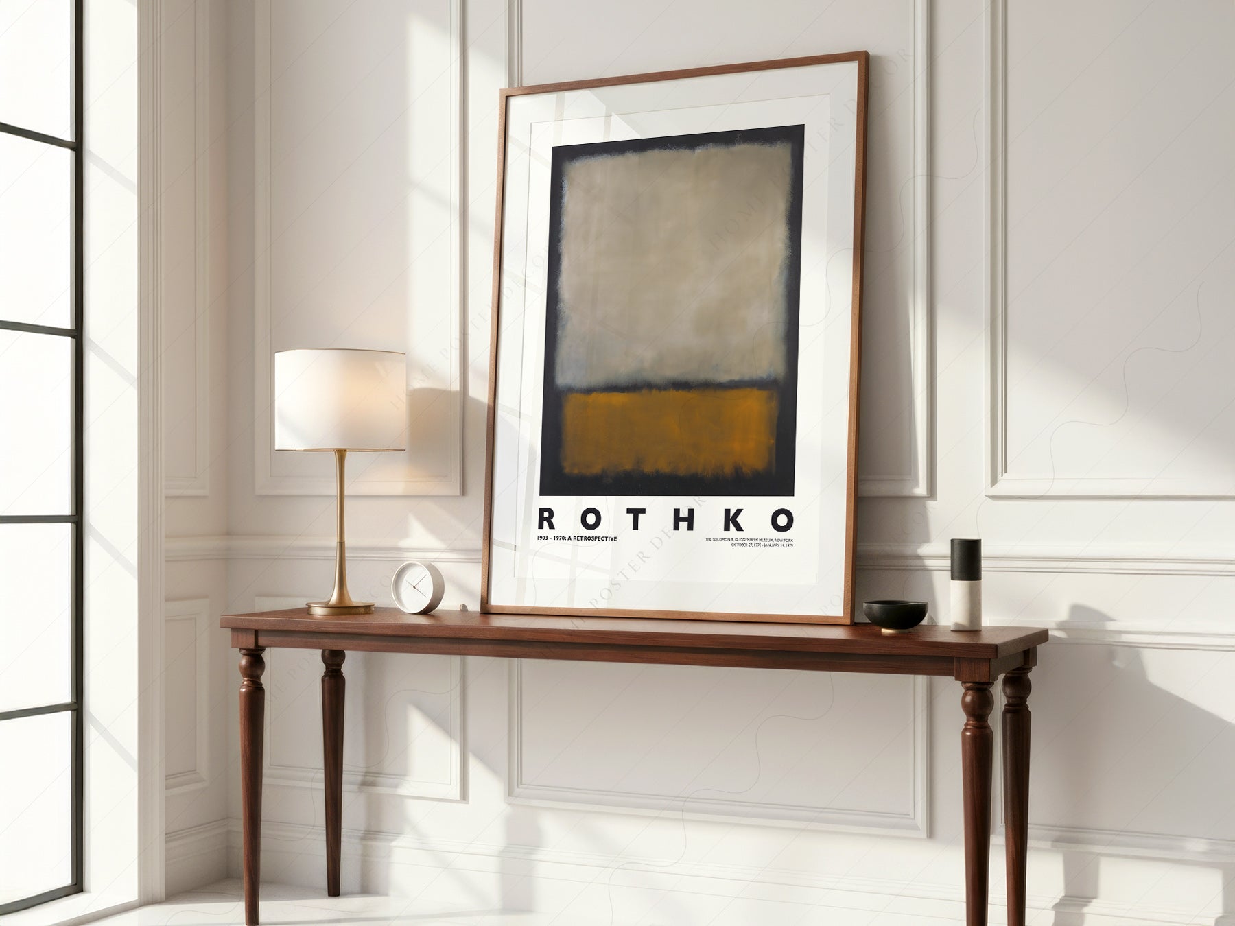 Mark Rothko Untitled Abstract print styled in a mid-century modern dining room