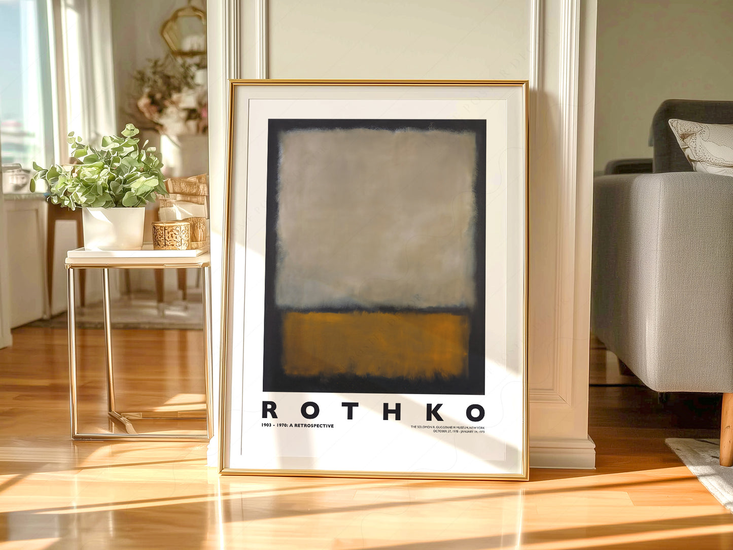 Mark Rothko art print as wall decor in a minimalist home office