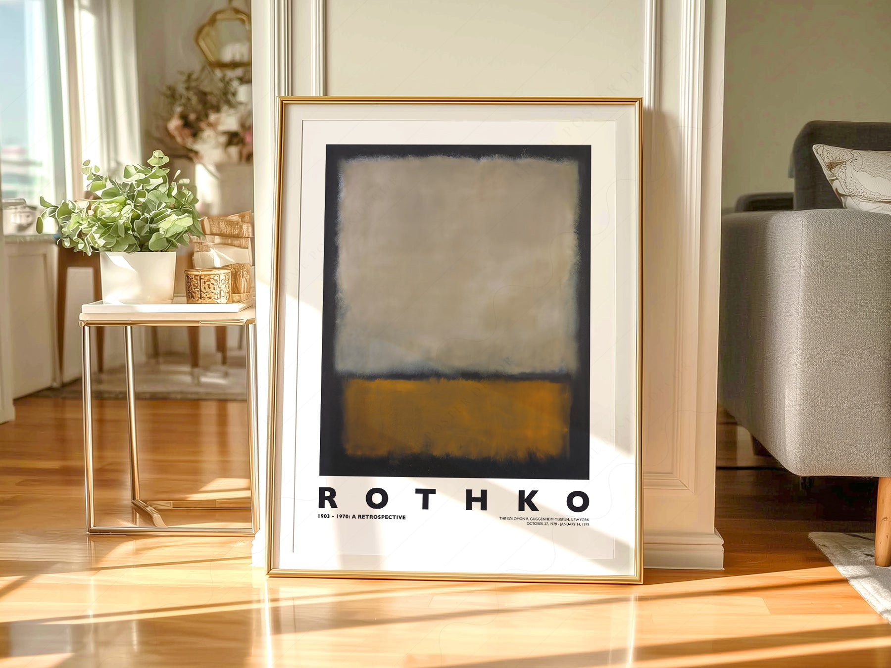 Mark Rothko art print as wall decor in a minimalist home office