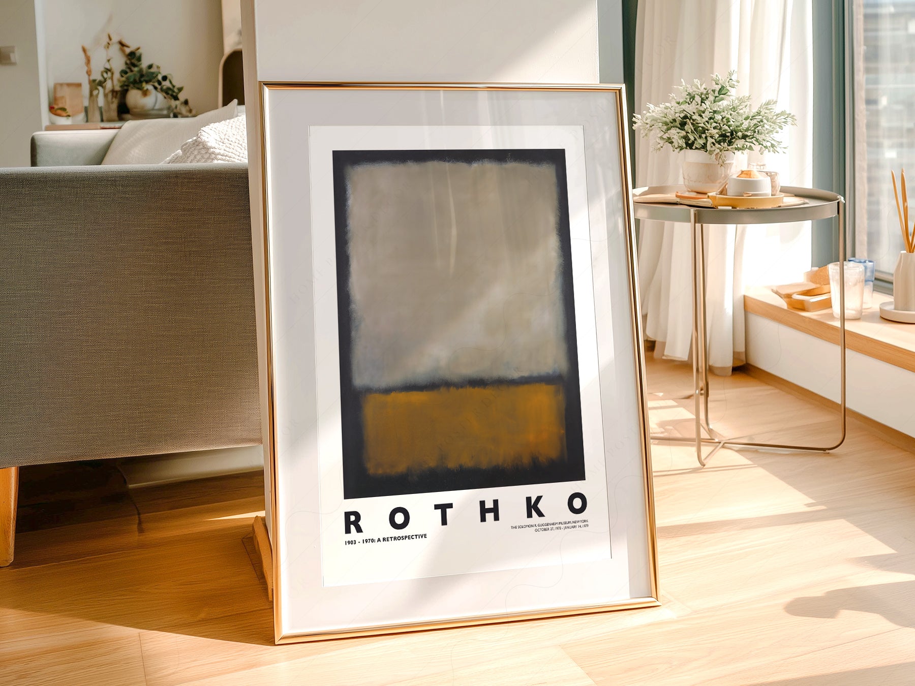 Mark Rothko Untitled Abstract in a light-filled Japandi-inspired living space
