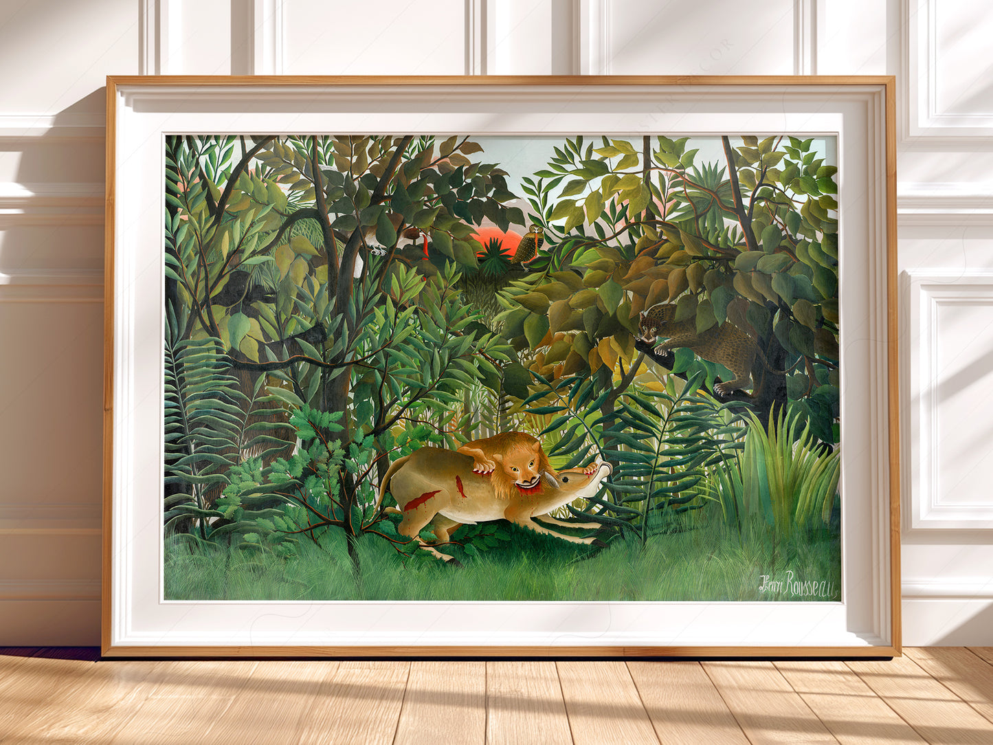 Henri Rousseau wall art in a cozy home study or reading room