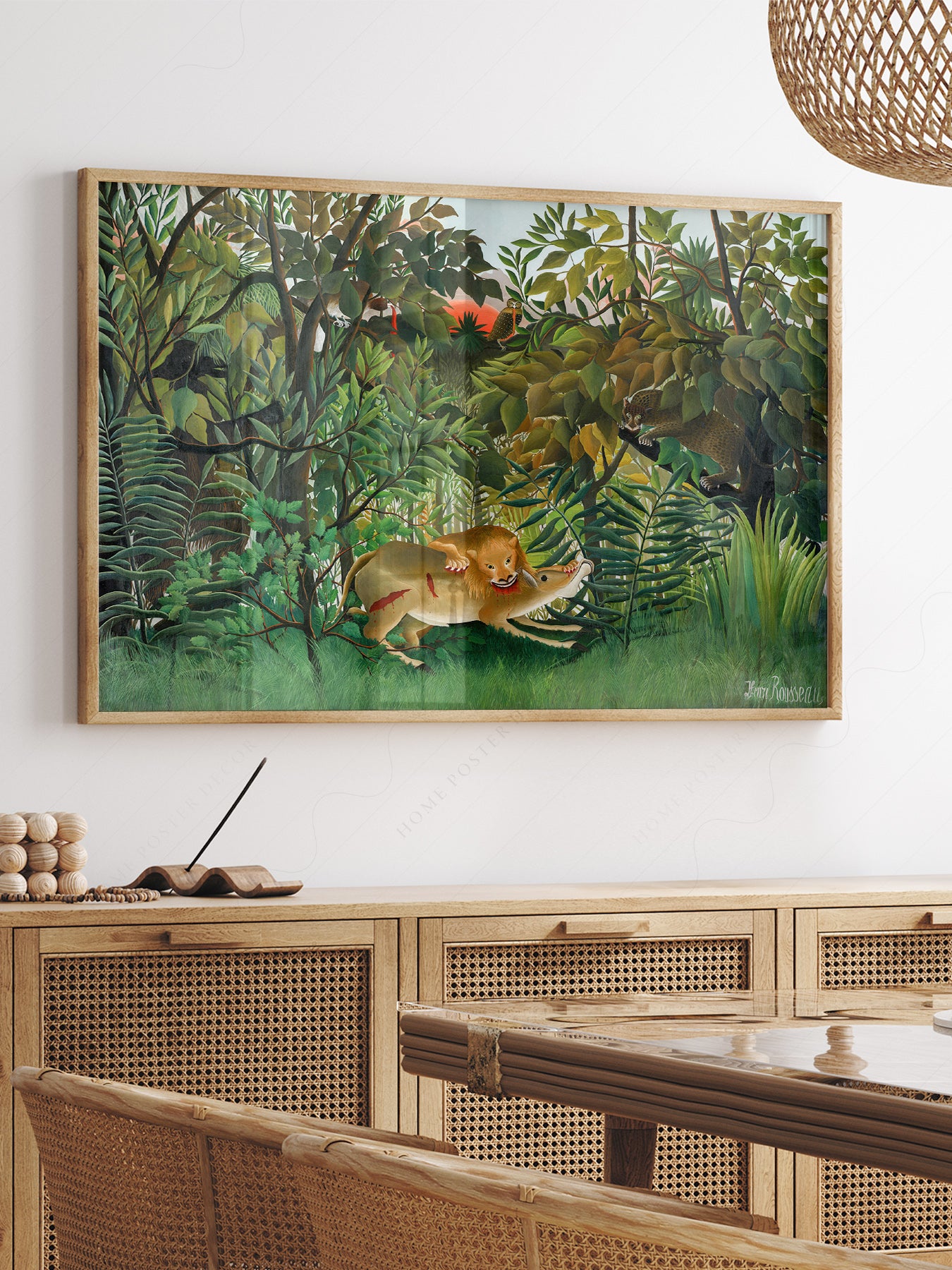 Close-up of Henri Rousseau The Hungry Lion archival print on Premium Matte Paper