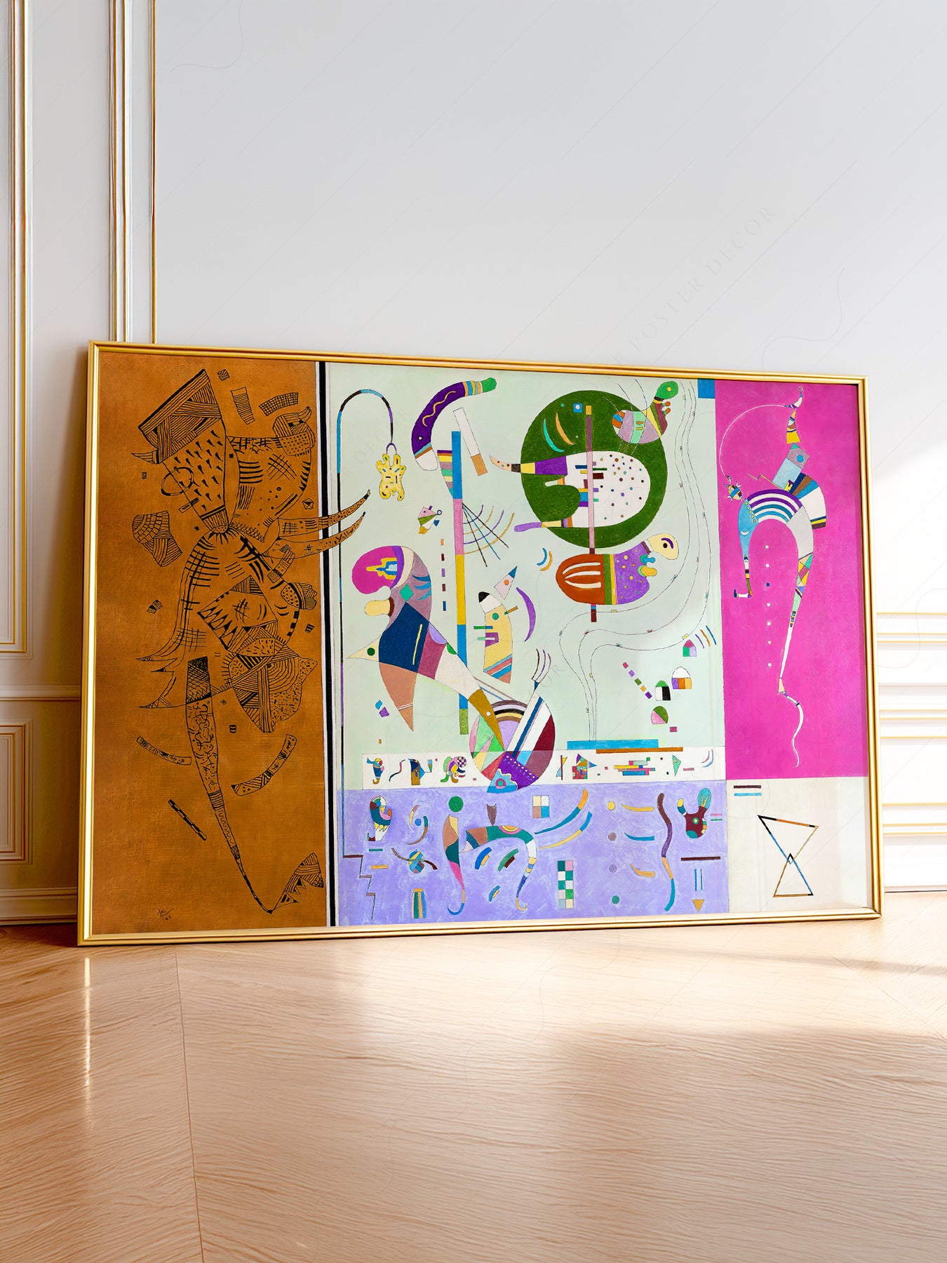 Wassily Kandinsky Parties Diverses abstract art print featuring geometric shapes on colorful divided panels.