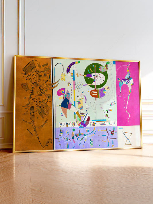 Wassily Kandinsky Parties Diverses abstract art print featuring geometric shapes on colorful divided panels.