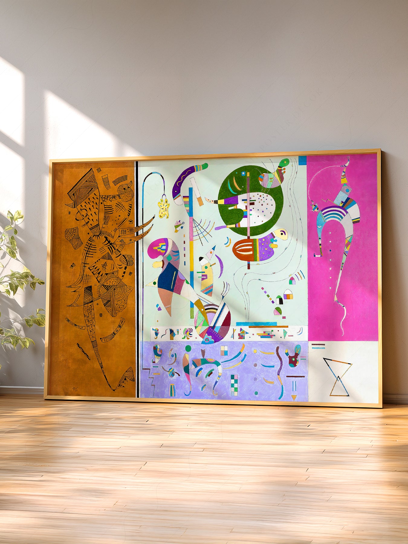 Wassily Kandinsky Parties Diverses wall art print displayed in a bright modern living room
