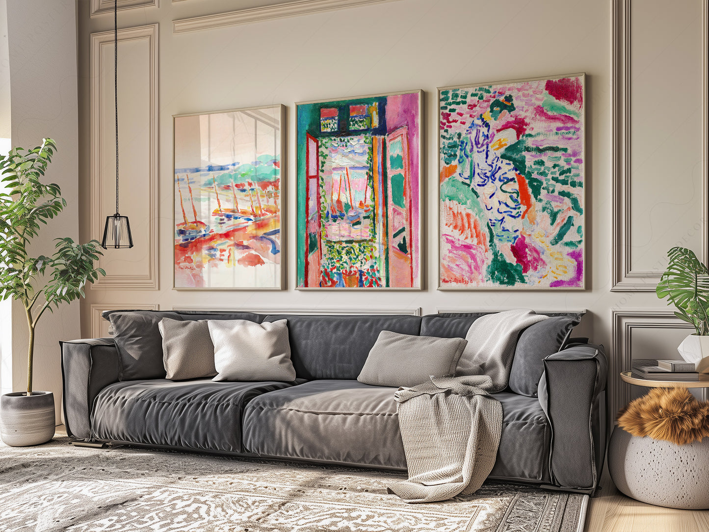Henri Matisse Gallery Wall Set of 3 as a statement piece in an eclectic gallery wall