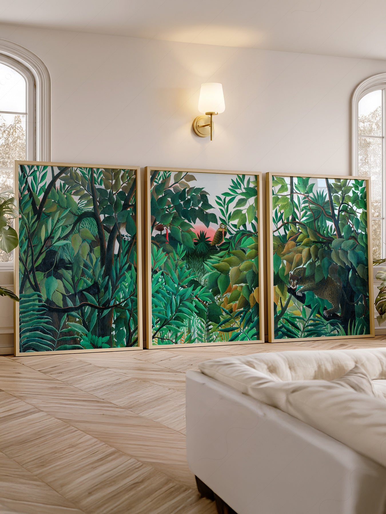 Henri Rousseau wall art in a cozy home study or reading room