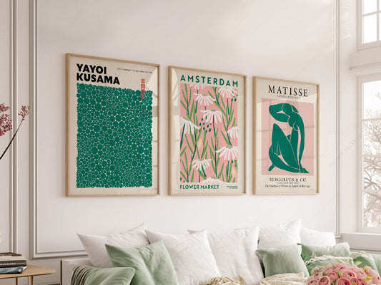 Henri Matisse,  Yayoi Kusama, Flower Market Amsterdam, Set of 3 Prints