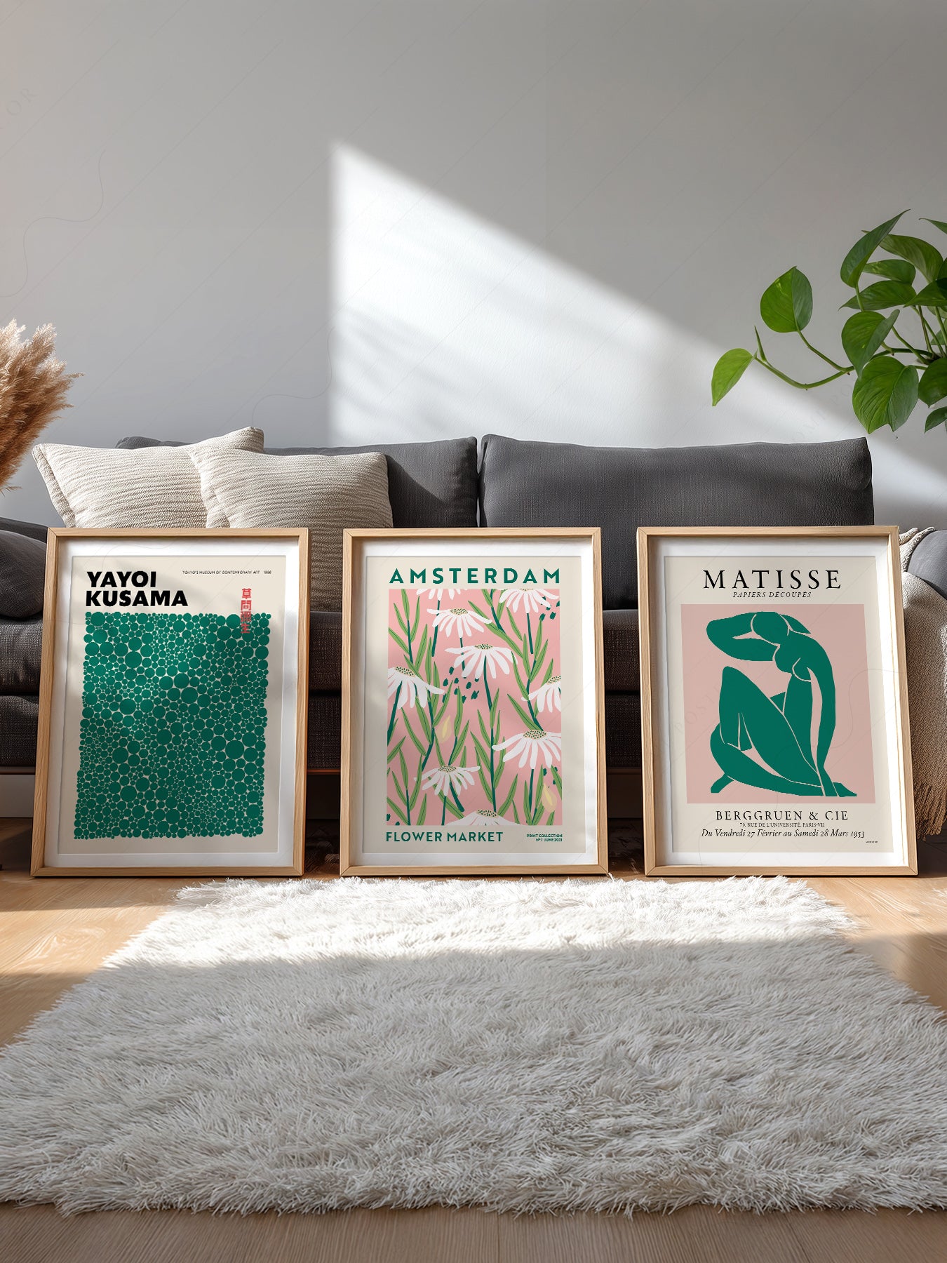 Gallery wall featuring Matisse Kusama Amsterdam Flower Market fine art print
