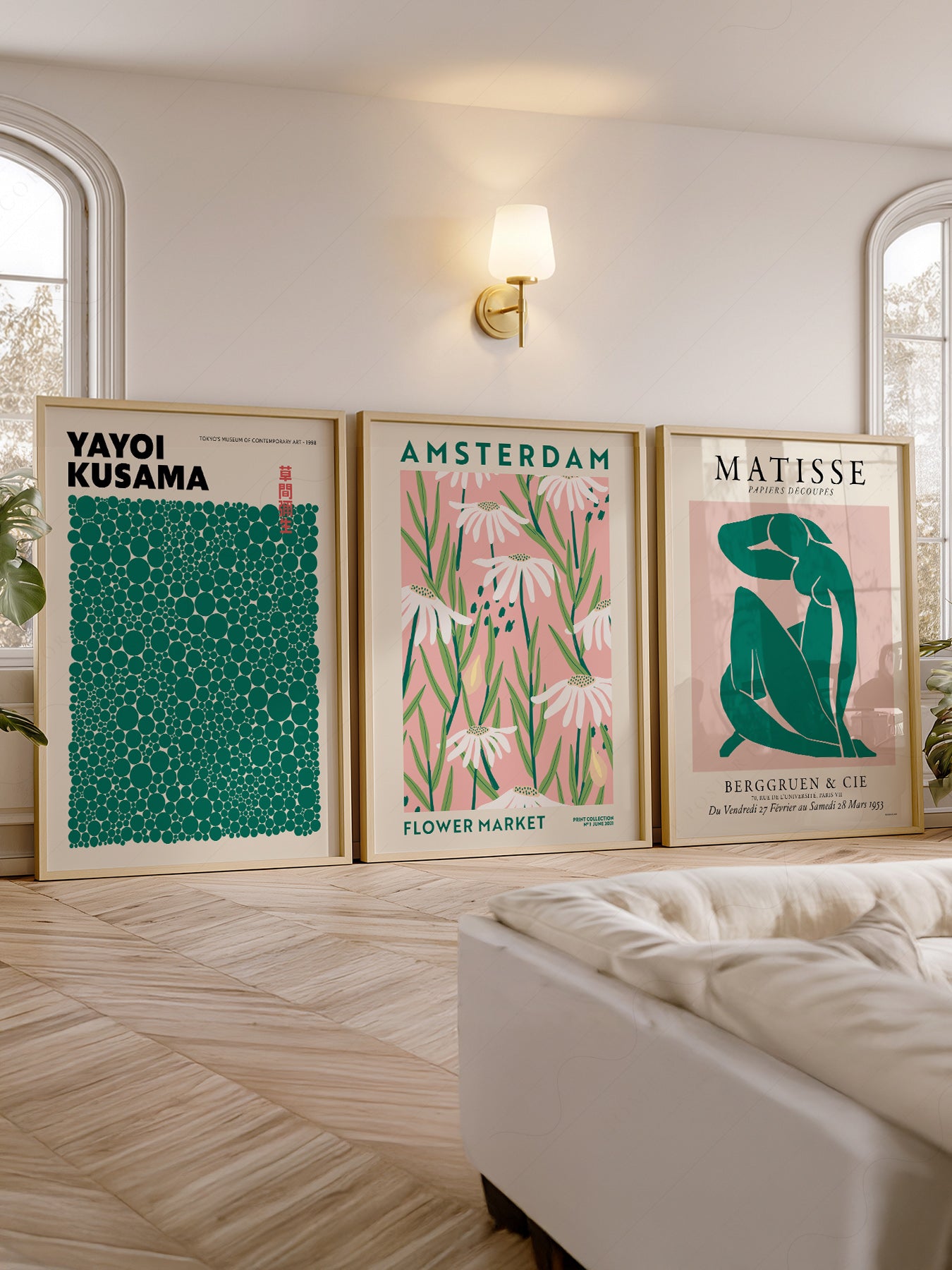 Matisse Kusama Amsterdam Flower Market wall art in a cozy home study or reading room
