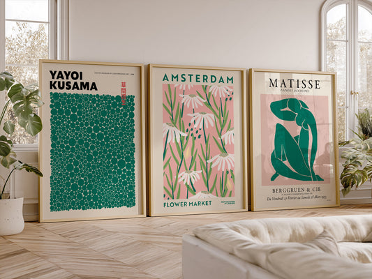 Henri Matisse,  Yayoi Kusama, Flower Market Amsterdam, Set of 3 Prints