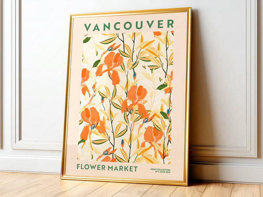 Flower Market Vancouver, Famous City Poster, Travel Gift Idea, Floral Wall Art