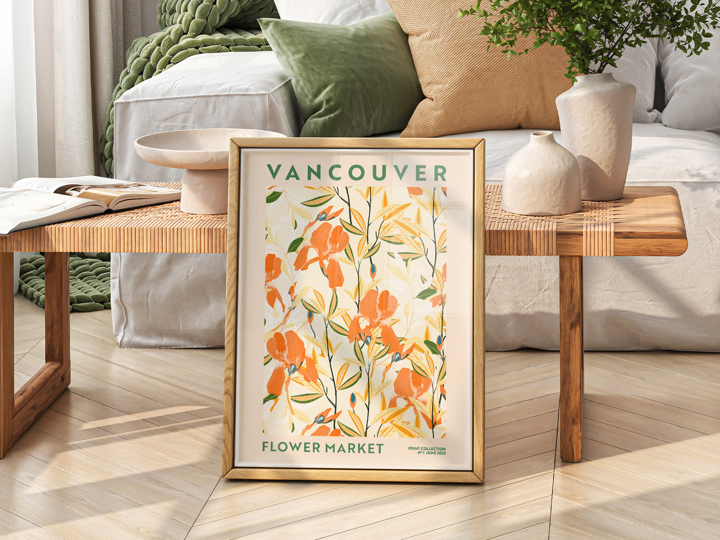 Flower Market Vancouver, Famous City Poster, Travel Gift Idea, Floral Wall Art