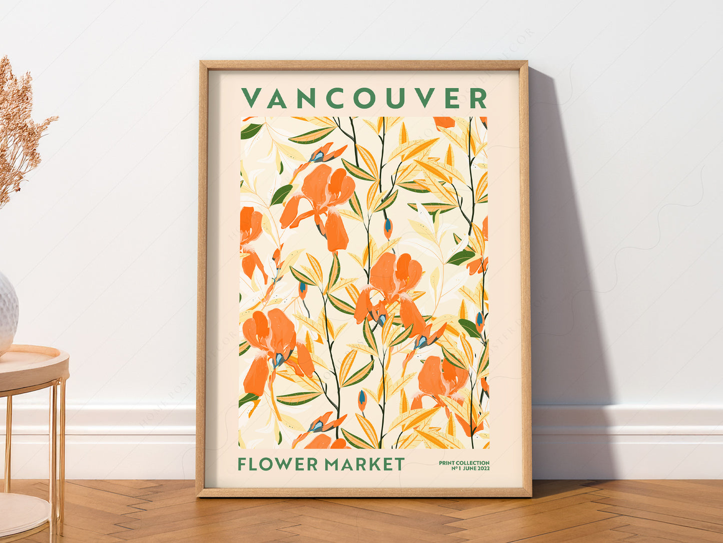 Flower Market Vancouver, Famous City Poster, Travel Gift Idea, Floral Wall Art