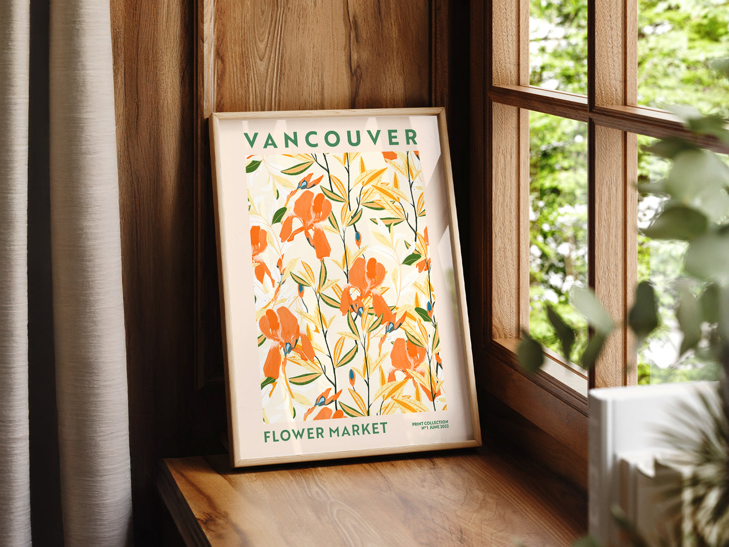 Flower Market Vancouver, Famous City Poster, Travel Gift Idea, Floral Wall Art