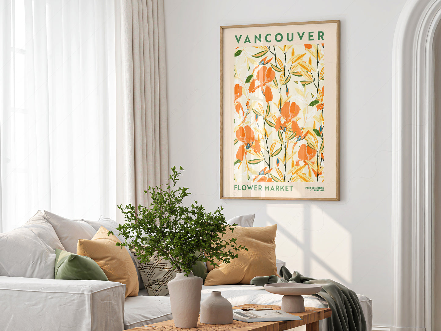 Flower Market Vancouver, Famous City Poster, Travel Gift Idea, Floral Wall Art