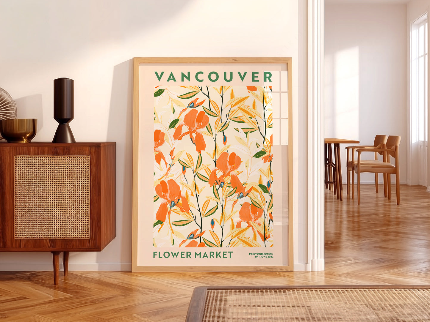 Flower Market Vancouver, Famous City Poster, Travel Gift Idea, Floral Wall Art