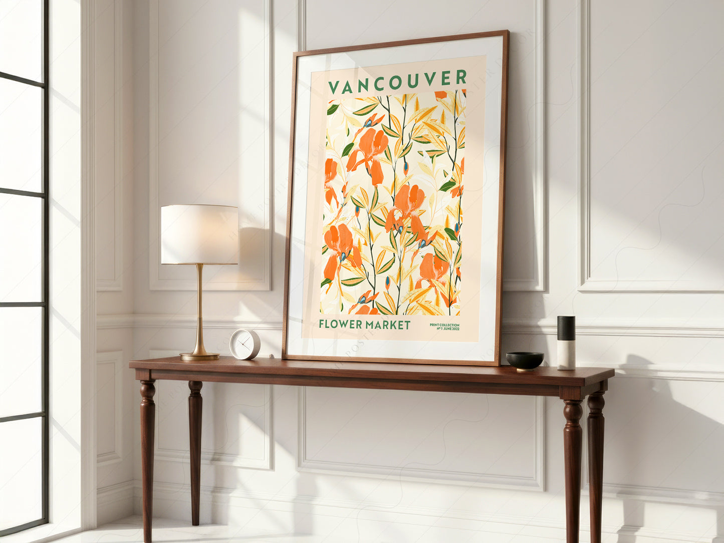Flower Market Vancouver, Famous City Poster, Travel Gift Idea, Floral Wall Art